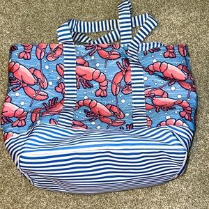 Vineyard Vines Target Lobster Beach Tote Bag Blue White Stripe